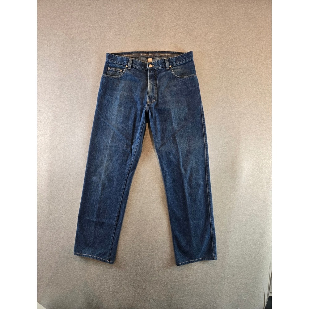Ermenegildo Zegna Jeans Men 36x32 Blue Straight Leg Made In Italy Cotton Denim